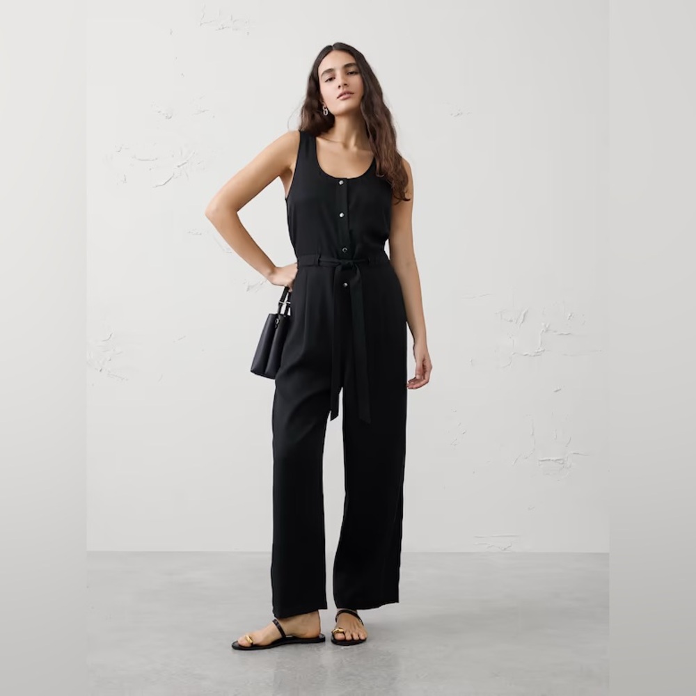 NWT! Banana Republic Black Tencel Cinch-waist Jumpsuit - Size Small
